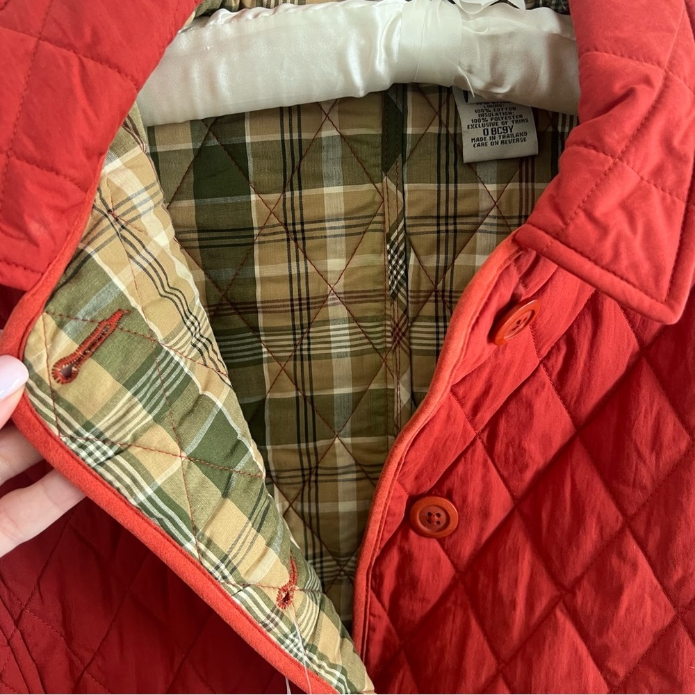 L.L. Bean Women's Quilted Red Chore Barn Utility Jacket Plaid Lined New Large - Picture 4 of 5